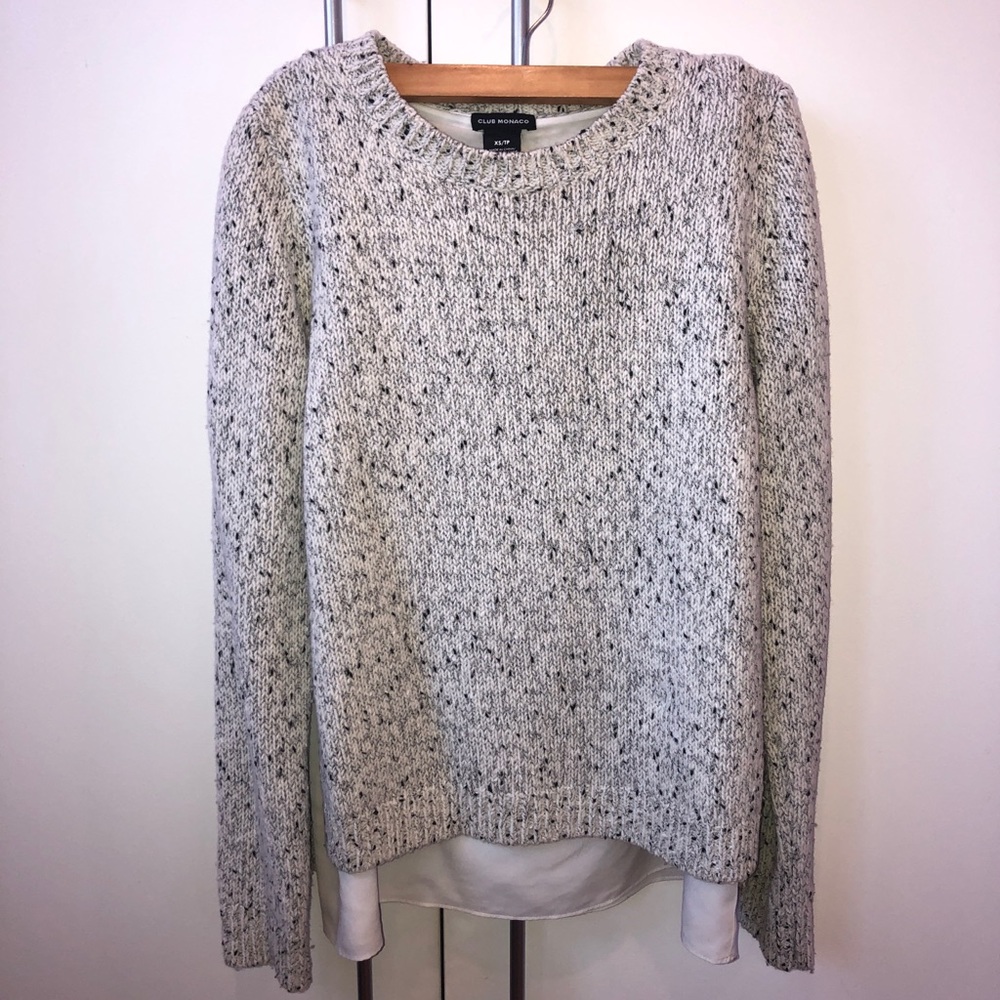 Club Monaco layered white/grey wool sweater